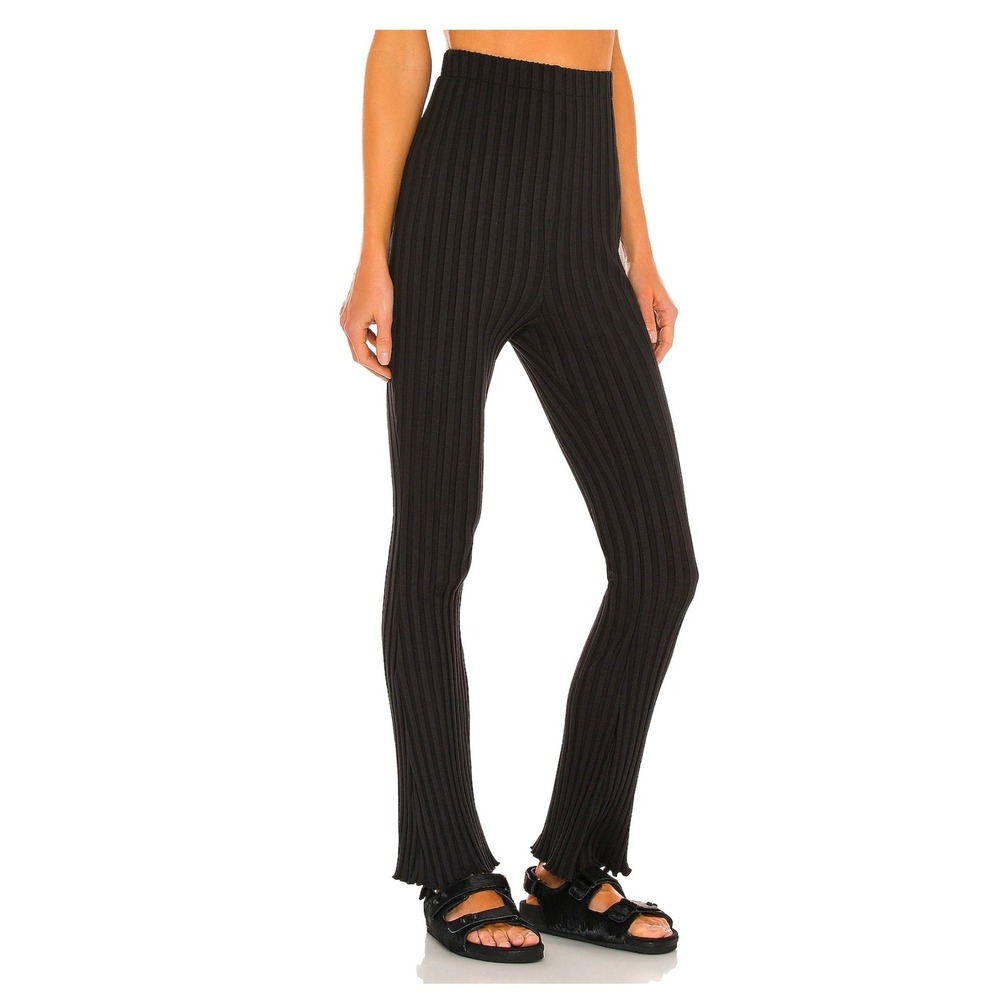 Lovers and Friends Ribbed Knit Pants Women XL Black Flare Capsule USA Chic Modal - Picture 13 of 13
